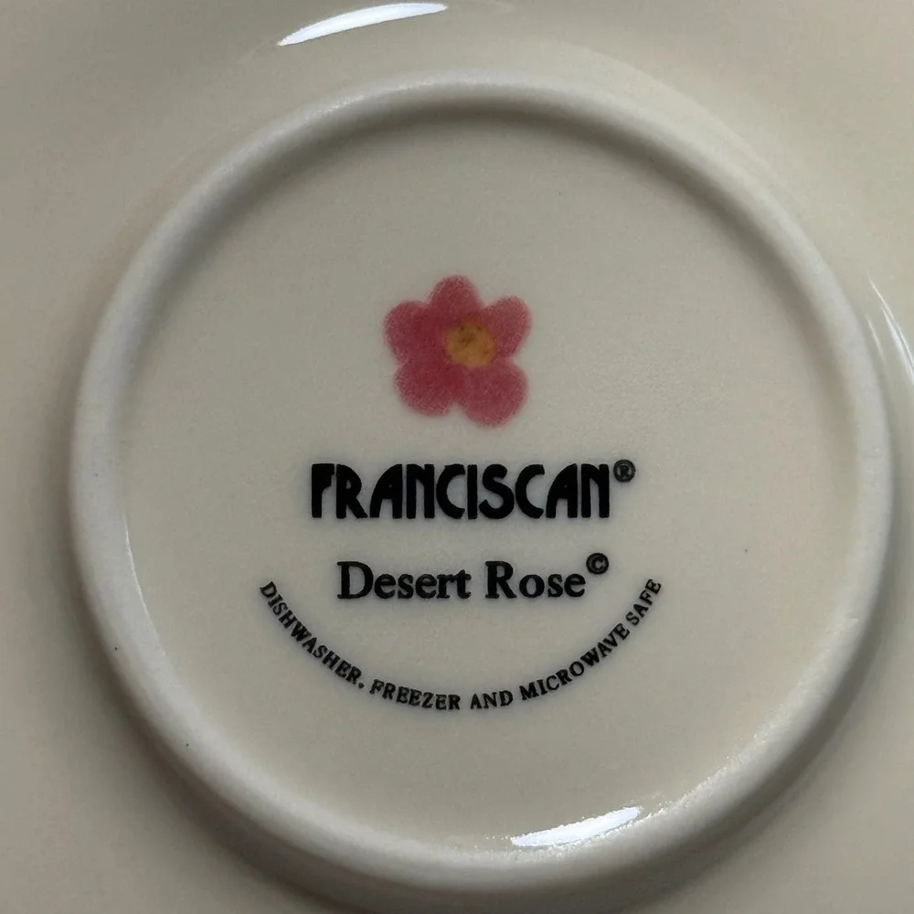 Franciscan Desert Rose Tea Cup and Saucer Set of 5 Vintage Pink Floral China